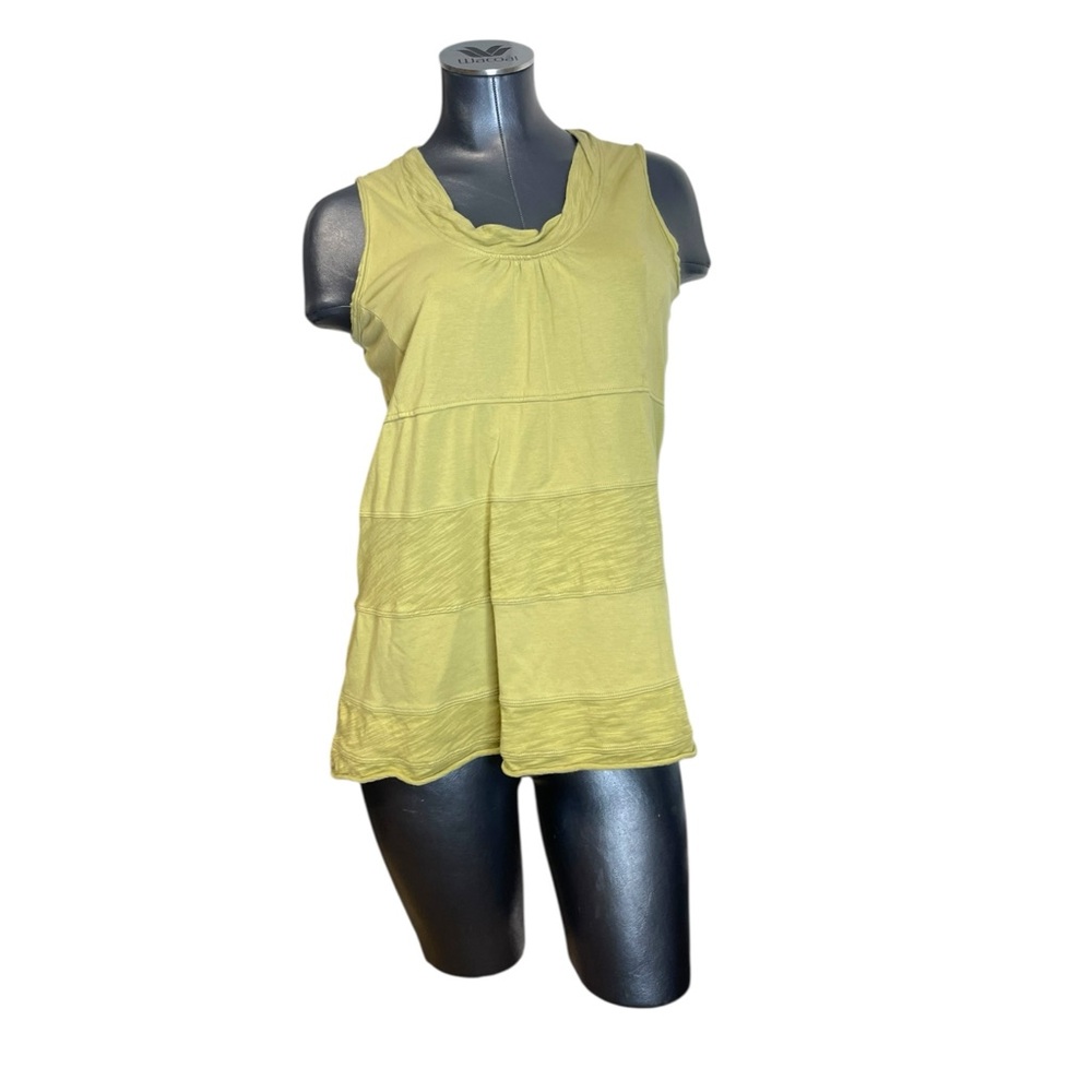 neon buddha cotton yellow green sleeveless top tank shirt womens yoga medium